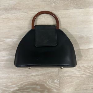 Pleather handbag - black and brown